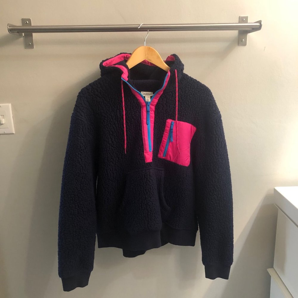 J Crew Polartec® Sherpa Fleece Half-Zip Hoodie